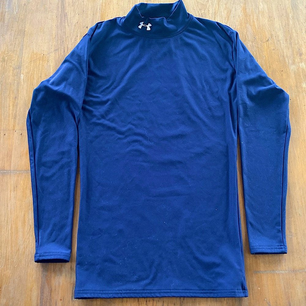 UNDER ARMOUR turtleneck longsleeve Mens Medium Blue Compression Thermal ski